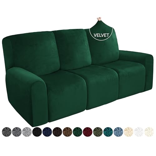 Dark Grey 2 Seater Stretch Velvet Recliner Sofa Cover H761266