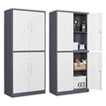 Black 72" Tall Locking Steel Storage Cabinet with 2 Doors and 5 Adjustable Shelves R397