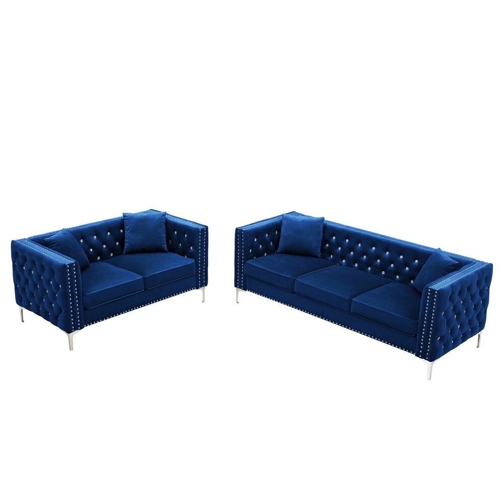 Grey 2 Piece Sofa and Loveseat Set V7372