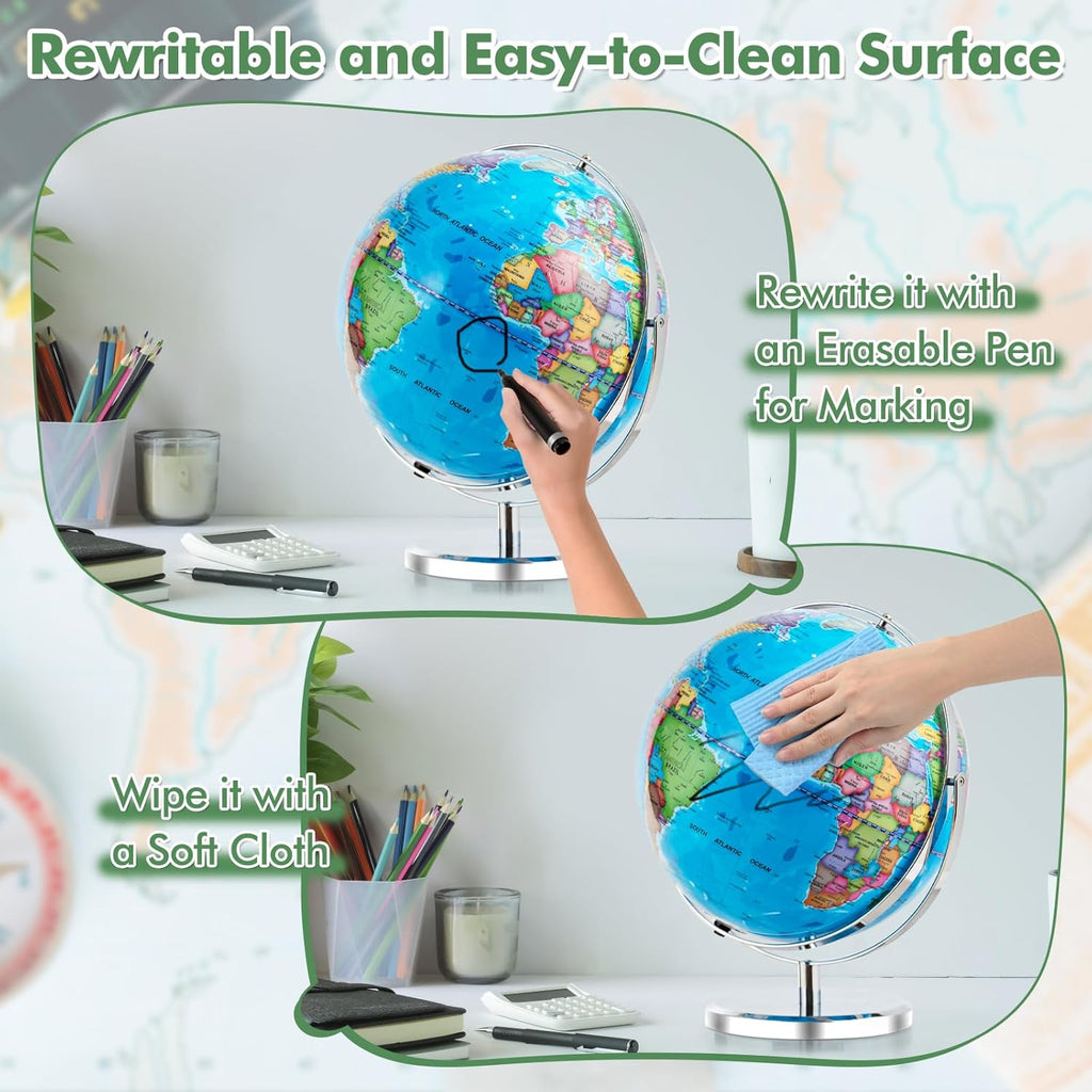 13” Desktop Geographic Globe with LED Light H65857