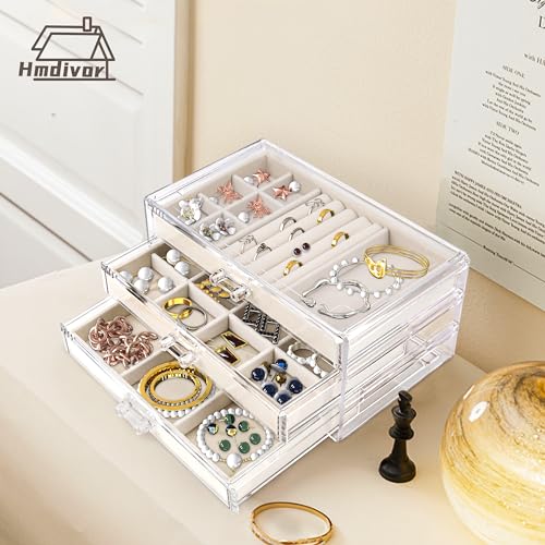 Grey Acrylic Jewelry Organizer with 5 Drawers J394998