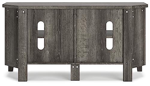 Whitewash Gray Corner TV Stand with 4 Shelves K56589