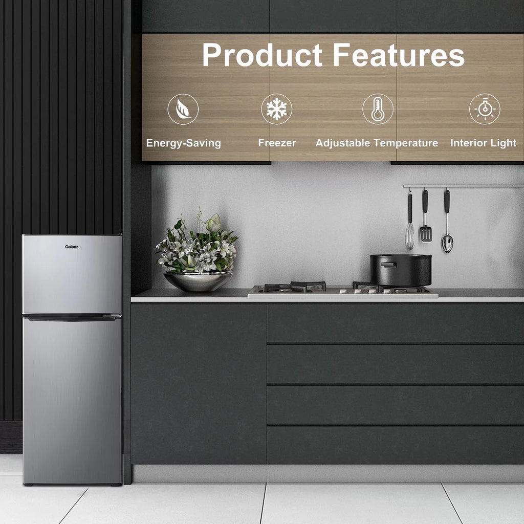 Stainless Steel Two Door Mini Refrigerator with Freezer S863
