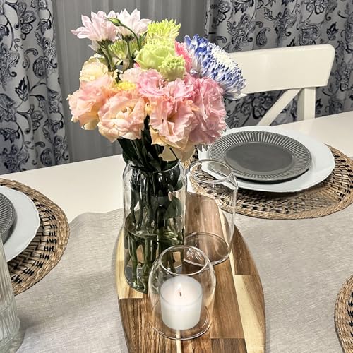 Clear Ribbed Glass Vase, 7.87 Inches E902