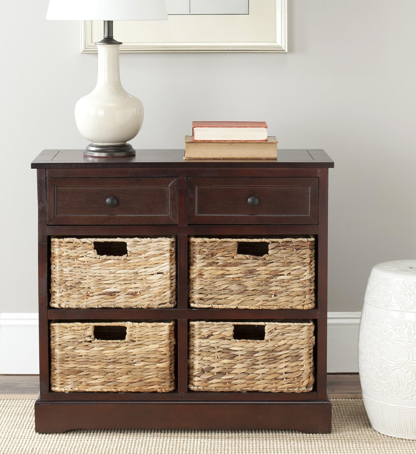 Brown Wicker Basket Storage Unit U952177