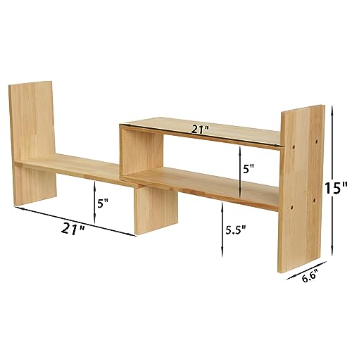 White Adjustable Rubber Wood Desktop Shelf F200334