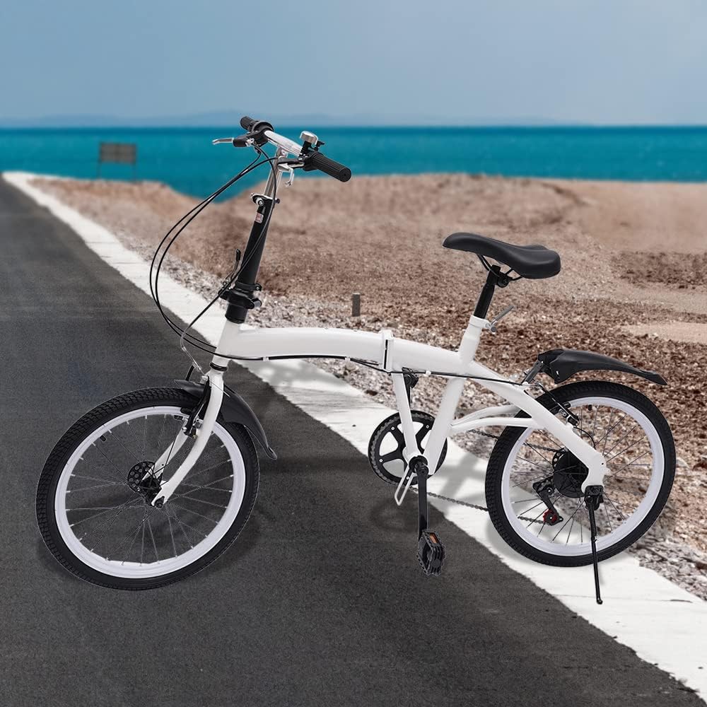 20-Inch 7-Speed Folding Bicycle White X93417