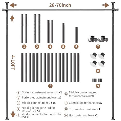 Adjustable Metal Tension Curtain Rod Room Divider O54550