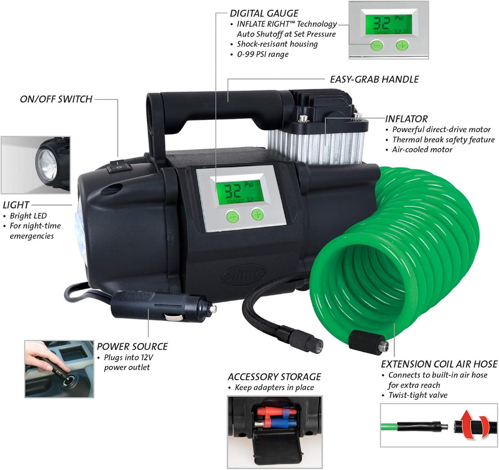 Portable 12V Tire Inflator Air Compressor with Digital Display J210