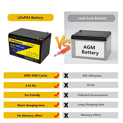2 Pack 12V 15Ah LiFePO4 Deep Cycle Battery with Built-in 16A BMS G148556