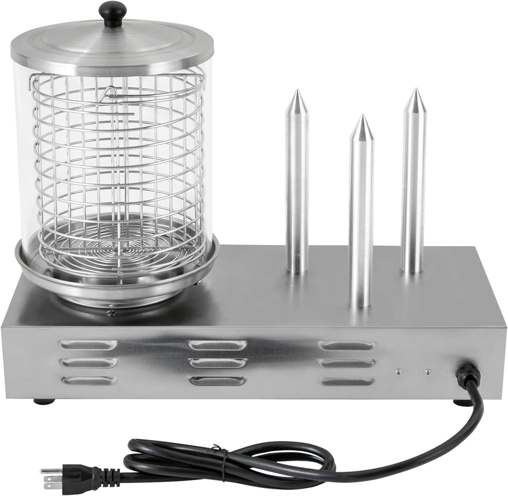Electric Hot Dog Steamer & Bun Warmer Stainless Steel Portable Commercial 86-230℉ 19.72x10.94x14.57in G897