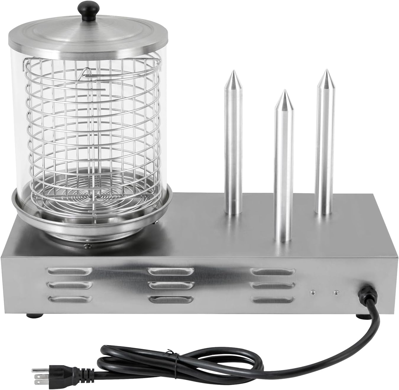 Electric Hot Dog Steamer & Bun Warmer Stainless Steel Portable Commercial 86-230℉ 19.72x10.94x14.57in G897