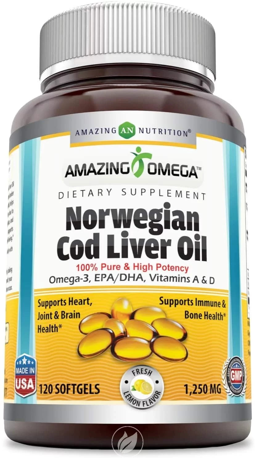 Norwegian Cod Liver Oil 1250 Mg Lemon 120 Softgel W3102