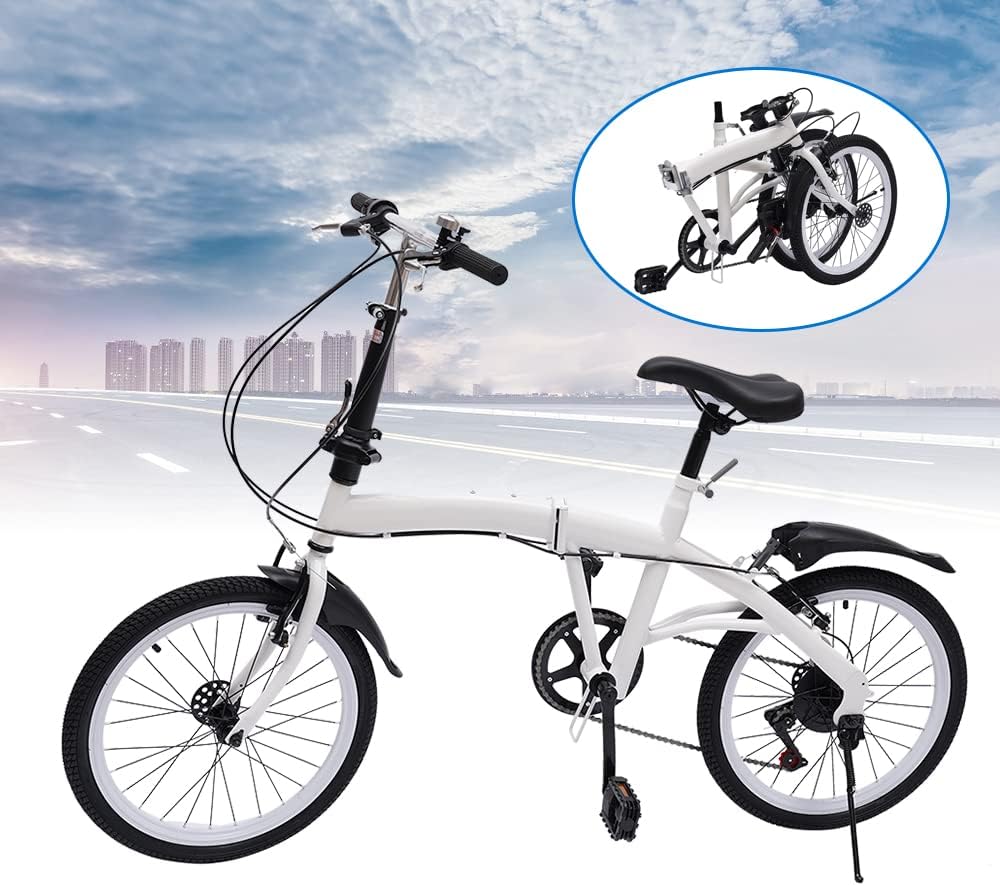 20-Inch 7-Speed Folding Bicycle White X93417