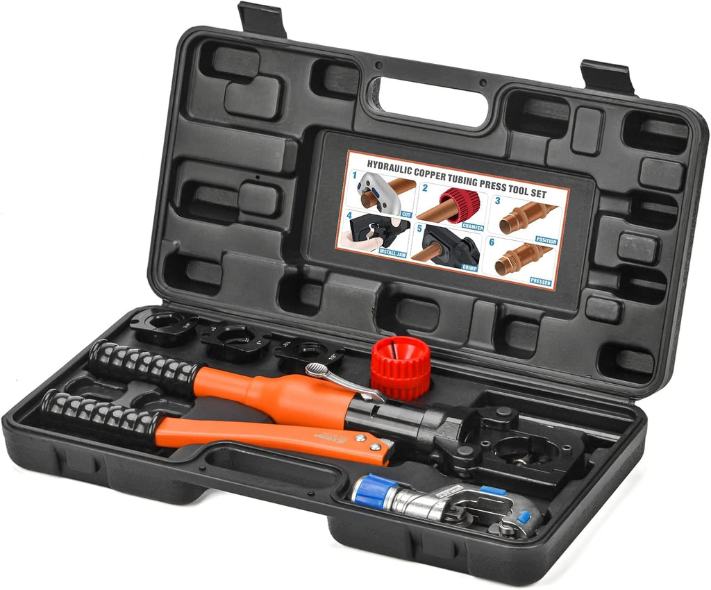 Hydraulic Copper Tubing Press Tool Kit for 1/2-in, 3/4-in, 1-in Copper Fittings V864718