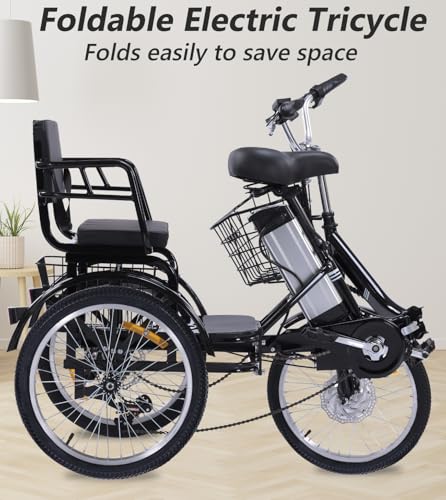20"x4.0" Folding Fat Tire 3 Wheel Electric Trike with 48V Removable Battery P9195