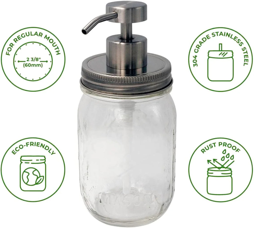 Stainless Steel Soap Pump Lid Replacement For Mason Jars R378286
