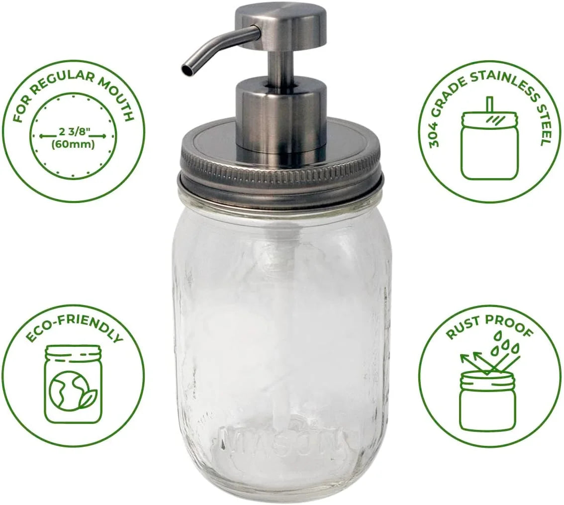 Stainless Steel Soap Pump Lid Replacement For Mason Jars R378286