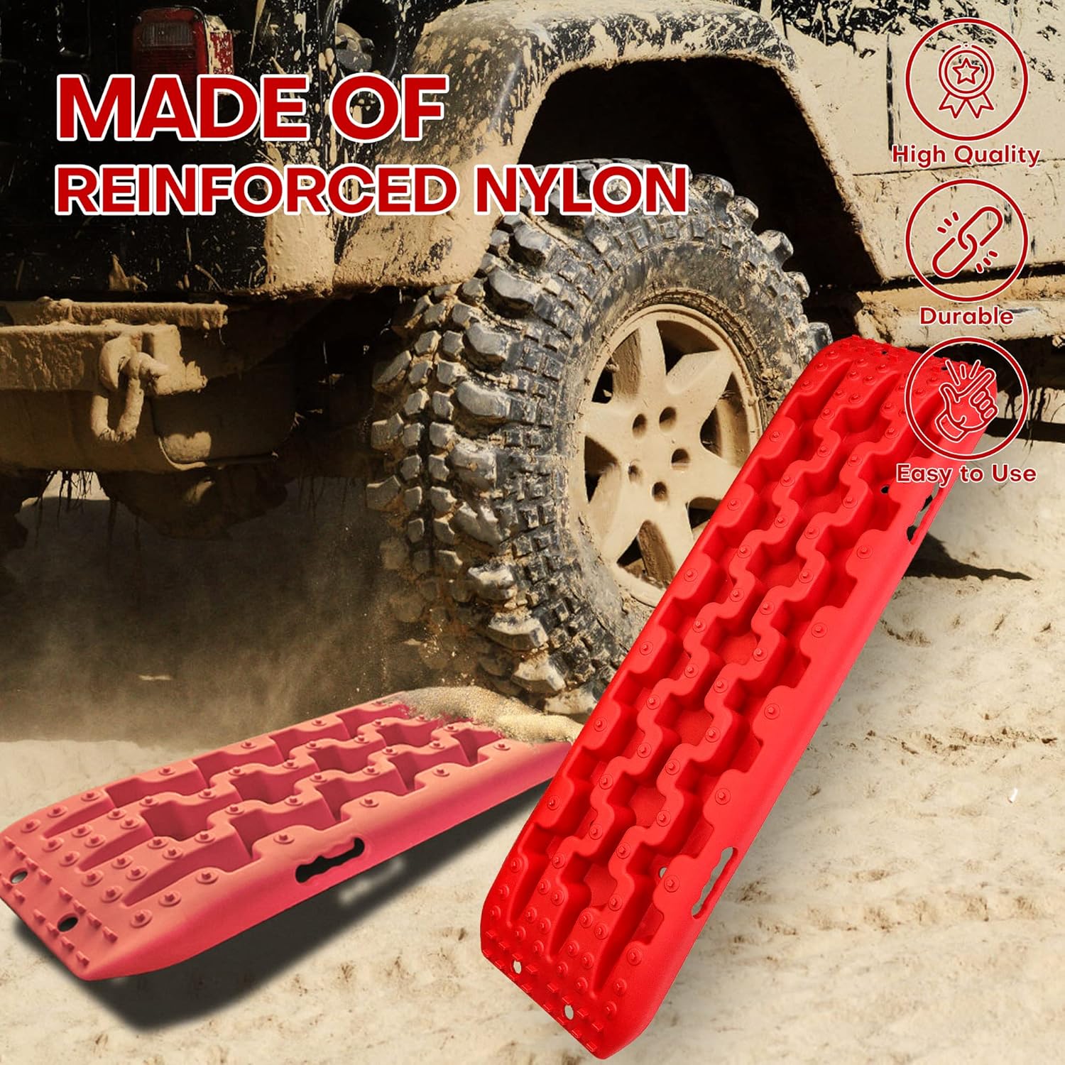 Red Tire Traction Mats 2 Piece T360828