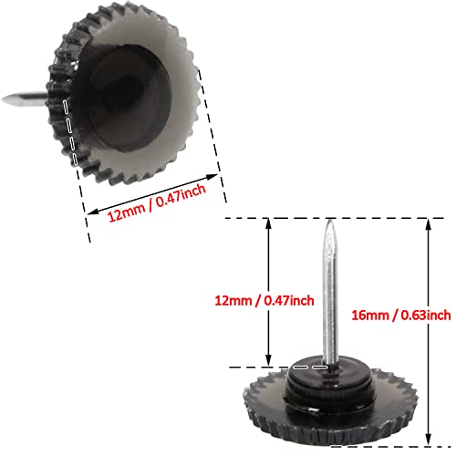 50PCS Transparent Black Flat Plastic Head Steel Point Push Pins P9714