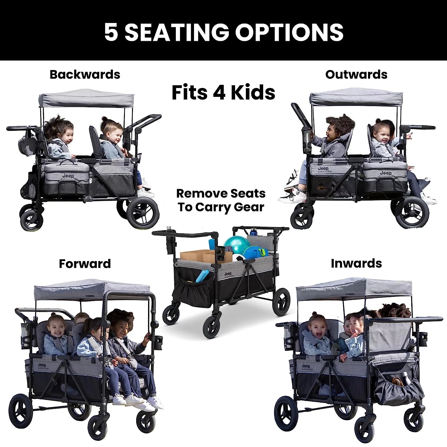 Grey 4 Seater Stroller Wagon P885697