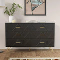 Black 6 Drawer Wood Dresser Y36221