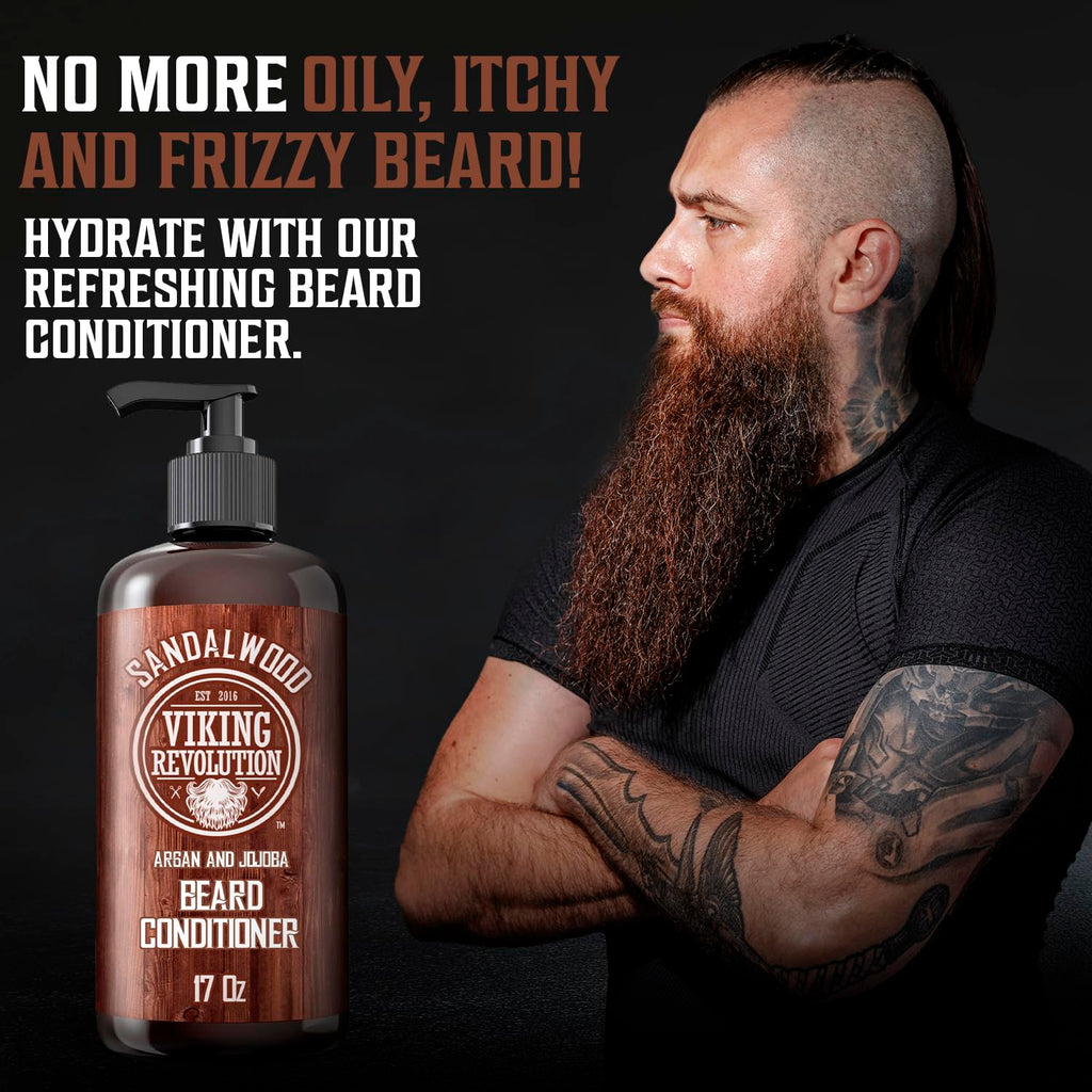 Beard Conditioner with Argan & Jojoba Oils, Sandalwood Scent, 17oz A5328