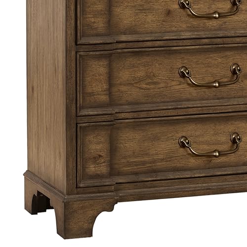 6 Pcs Queen Panel Bed Dresser Mirror Bachelor Chest 2 Nightstand Dark Wood Bedroom Furniture Set B855783