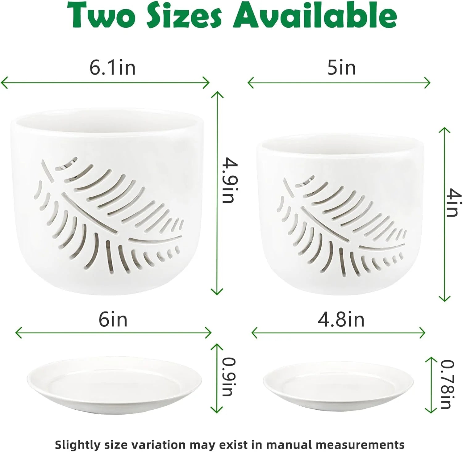 6+5 inch Ceramic Orchid Pots with Holes, 2 Pack K4081