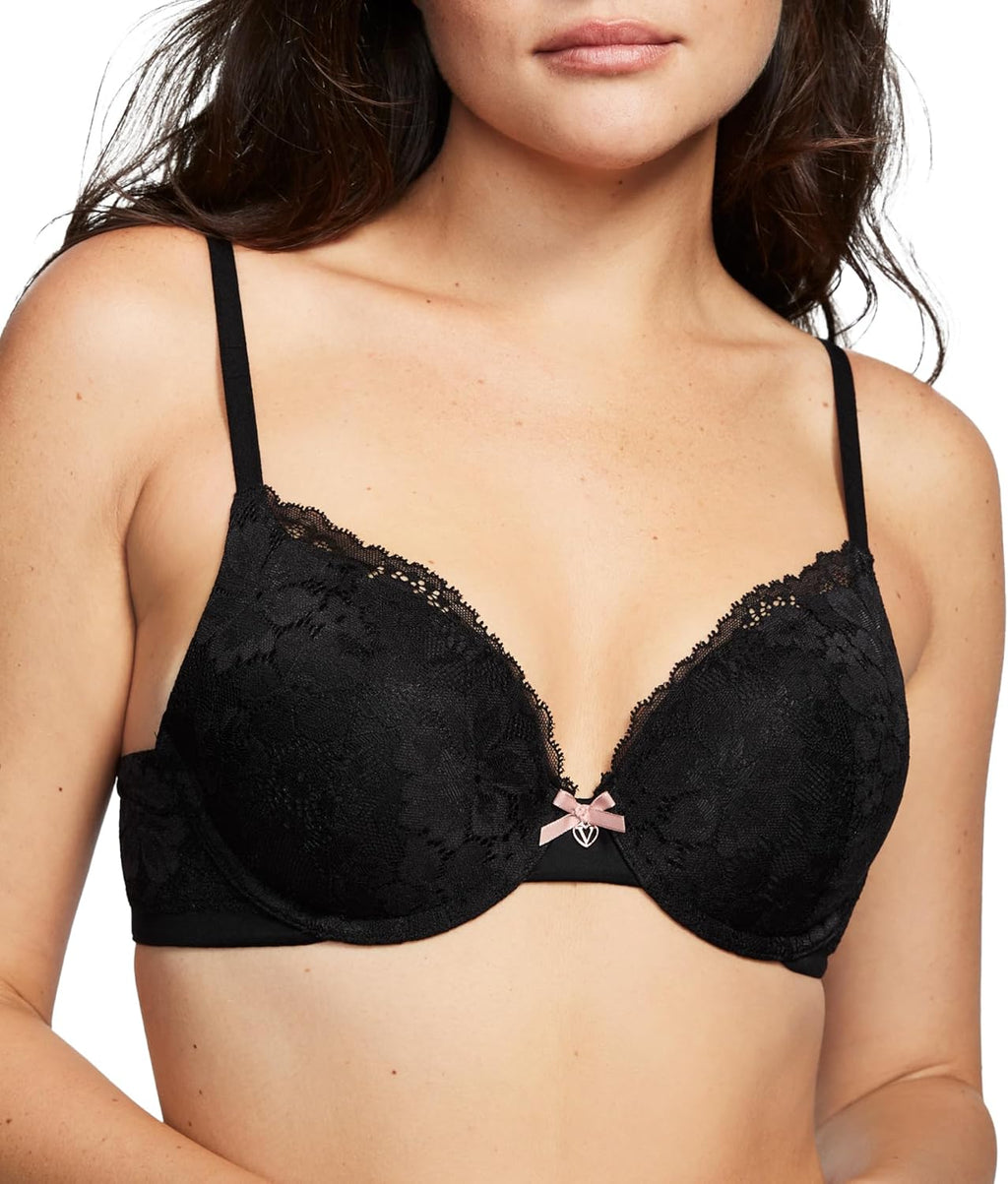 Black Full Coverage Lace Padded Push Up Bra (36C) P204472