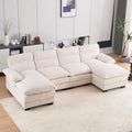 Grey Corduroy Modular Loveseat Sofa with Ottomans R102456