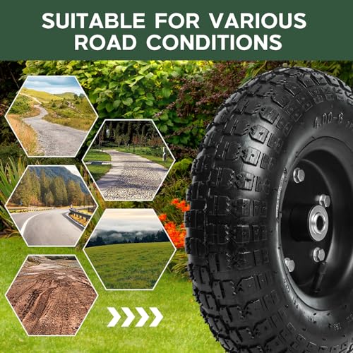 13 Inch 1 PC Rubber Pneumatic Replacement Tires and Wheels 4.00-6 with 5/8'' Axle Bore Hole G519734