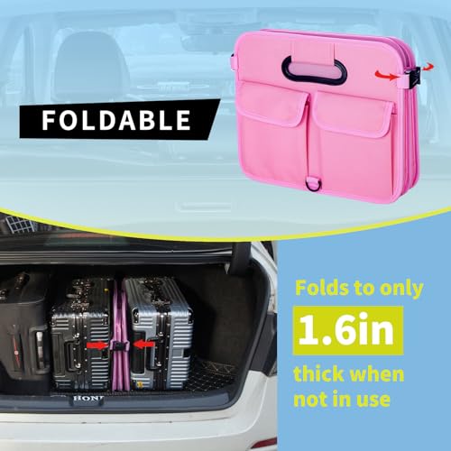 Beige 66L Waterproof Collapsible Car Trunk Organizer with 9 Pockets C9543