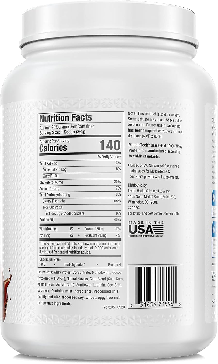 Triple Chocolate Whey Protein Powder, 1.8 lbs (Pack of 2) Y978988