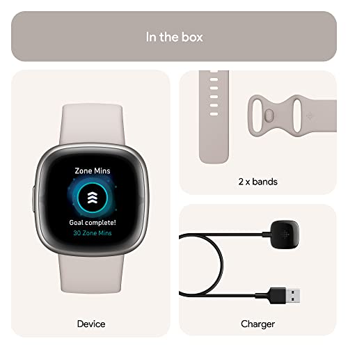 Lunar White/Platinum Advanced Health Smartwatch with ECG, SpO2, 24/7 Heart Rate and GPS V405