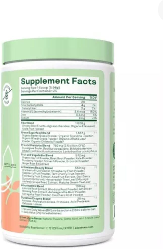 25 Servings Greens and Superfoods Peach Powder V873500