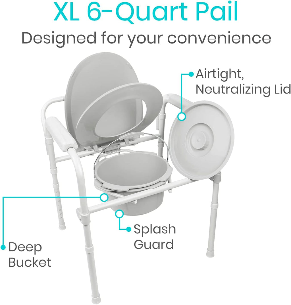 Folding Bedside Commode Toilet Chair with Padded Arms K610714