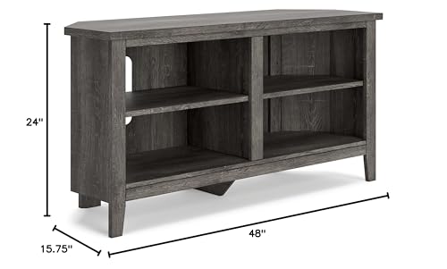 Whitewash Gray Corner TV Stand with 4 Shelves K56589