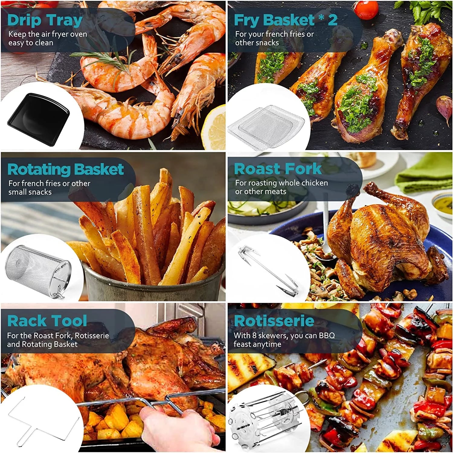 12 QT 1700W Air Fryer with LCD Touch Screen E50021