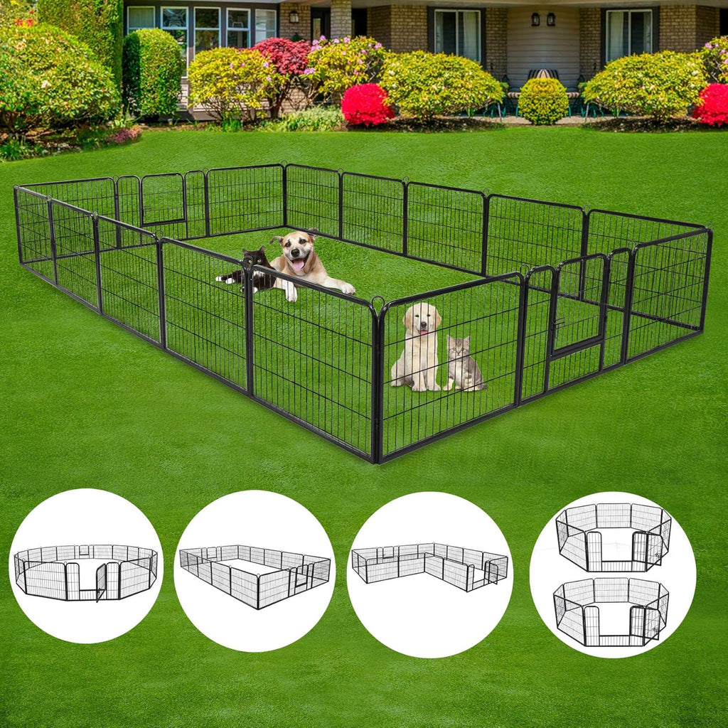 24” Tall Foldable Heavy Duty Metal Pet Playpen 16 Panels Q3106