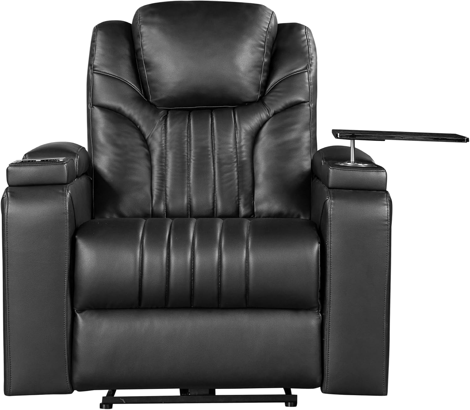 Black PU Leather Power Recliner with USB Port V2673