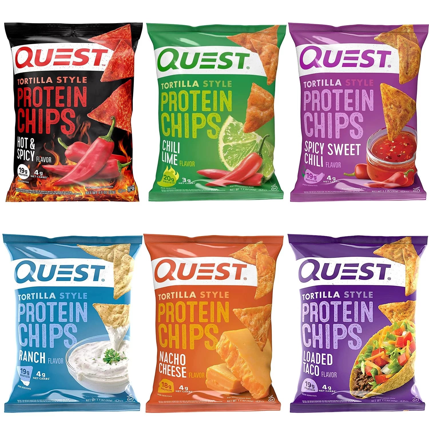 Protein Chips Variety Pack, Assorted Flavors, 6 Pack, 1.1 Ounce M1857