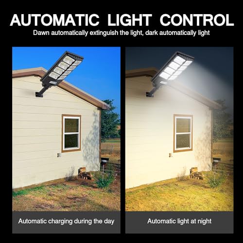 80000LM Dusk to Dawn Solar LED Flood Light with Motion Sensor and Remote Control P63947