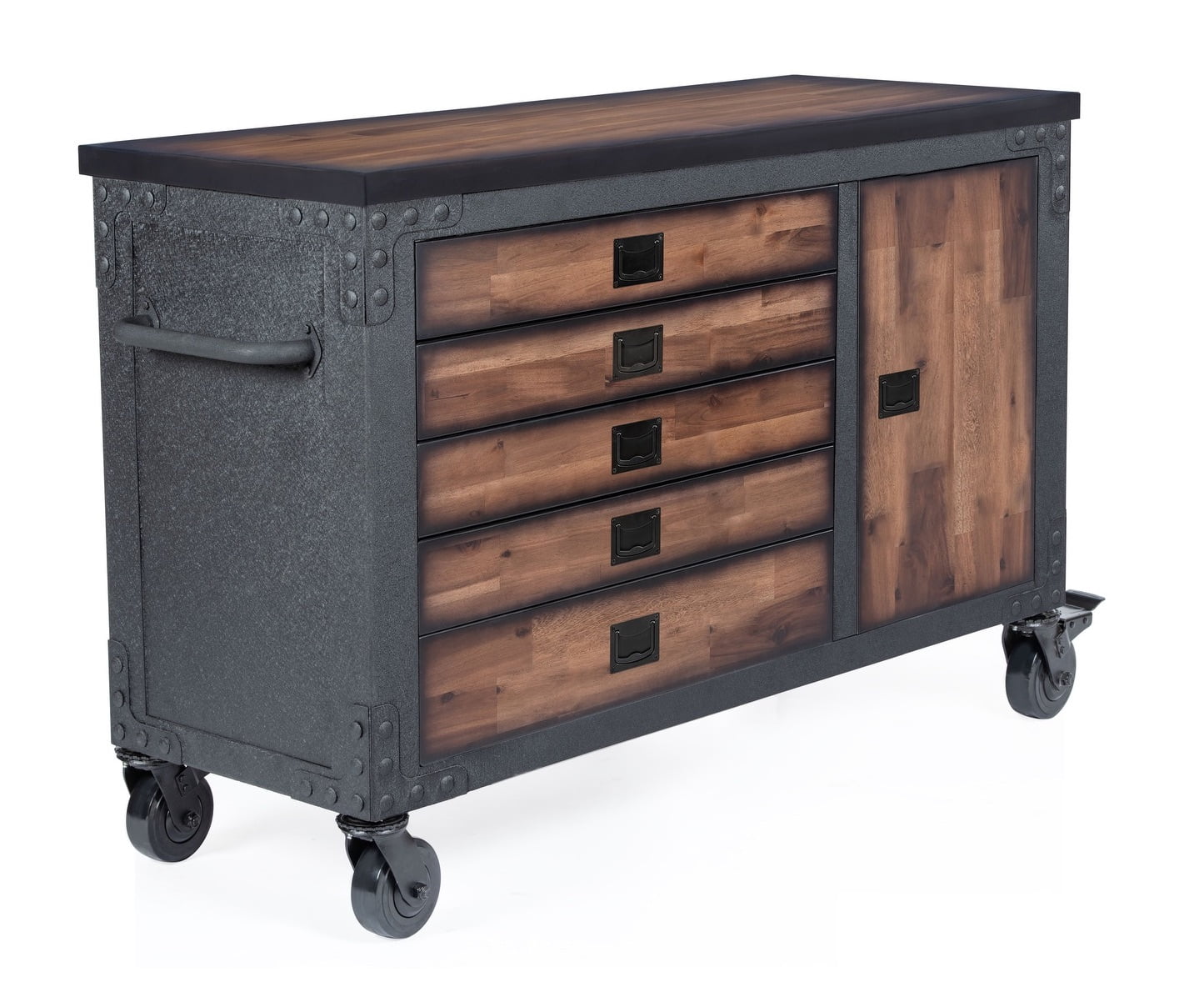 48 in. 5-Drawers Rolling Tool Chest with Wood Top U7592