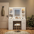 White Vanity Desk with LED Lighted Mirror and 11 Drawers Z815935