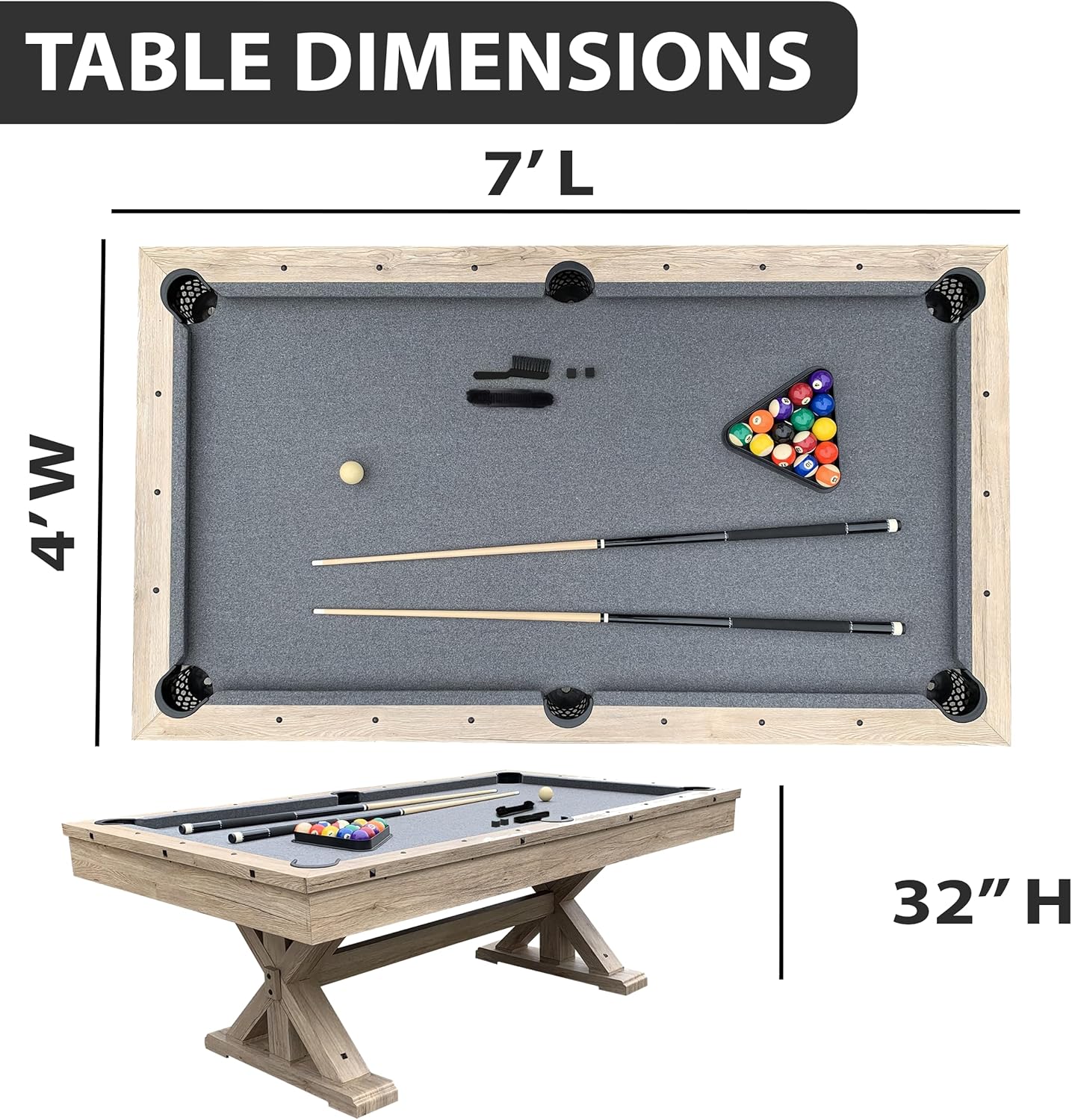 Rustic Oak 3 in 1 Multi Game Pool Table with Dining Top and Dual Storage Bench Seating C13443