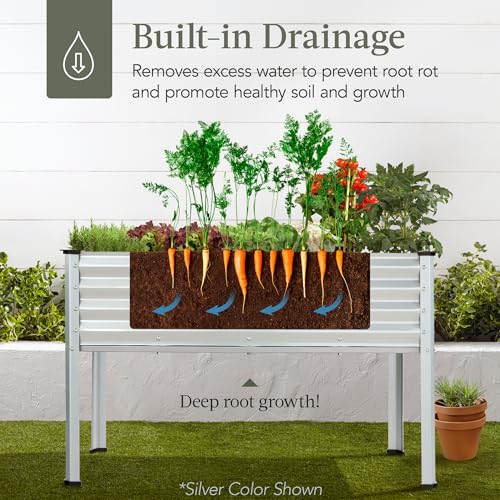 Galvanized Raised Garden Bed Metal Elevated Planter Box Dark Green J5724