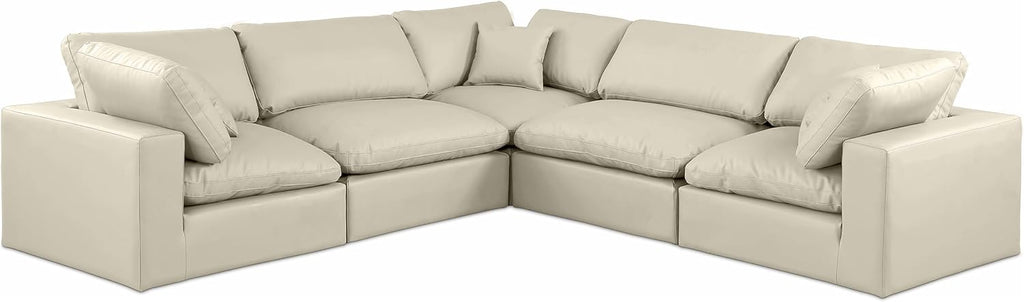 Cream Vegan Leather Modular Sectional T566457