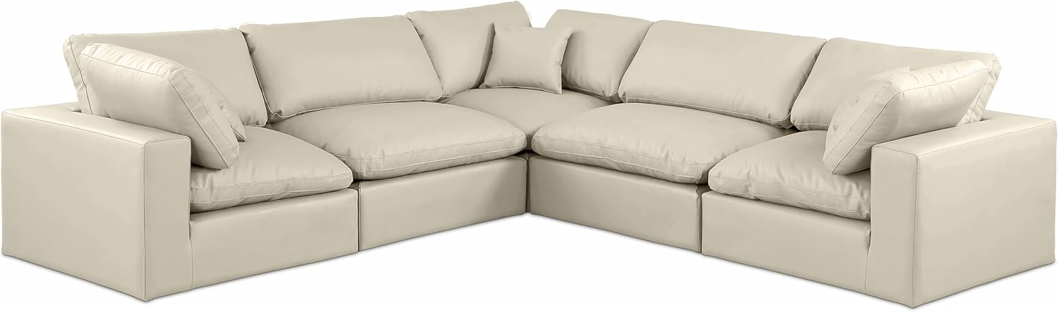 Cream Vegan Leather Modular Sectional T566457
