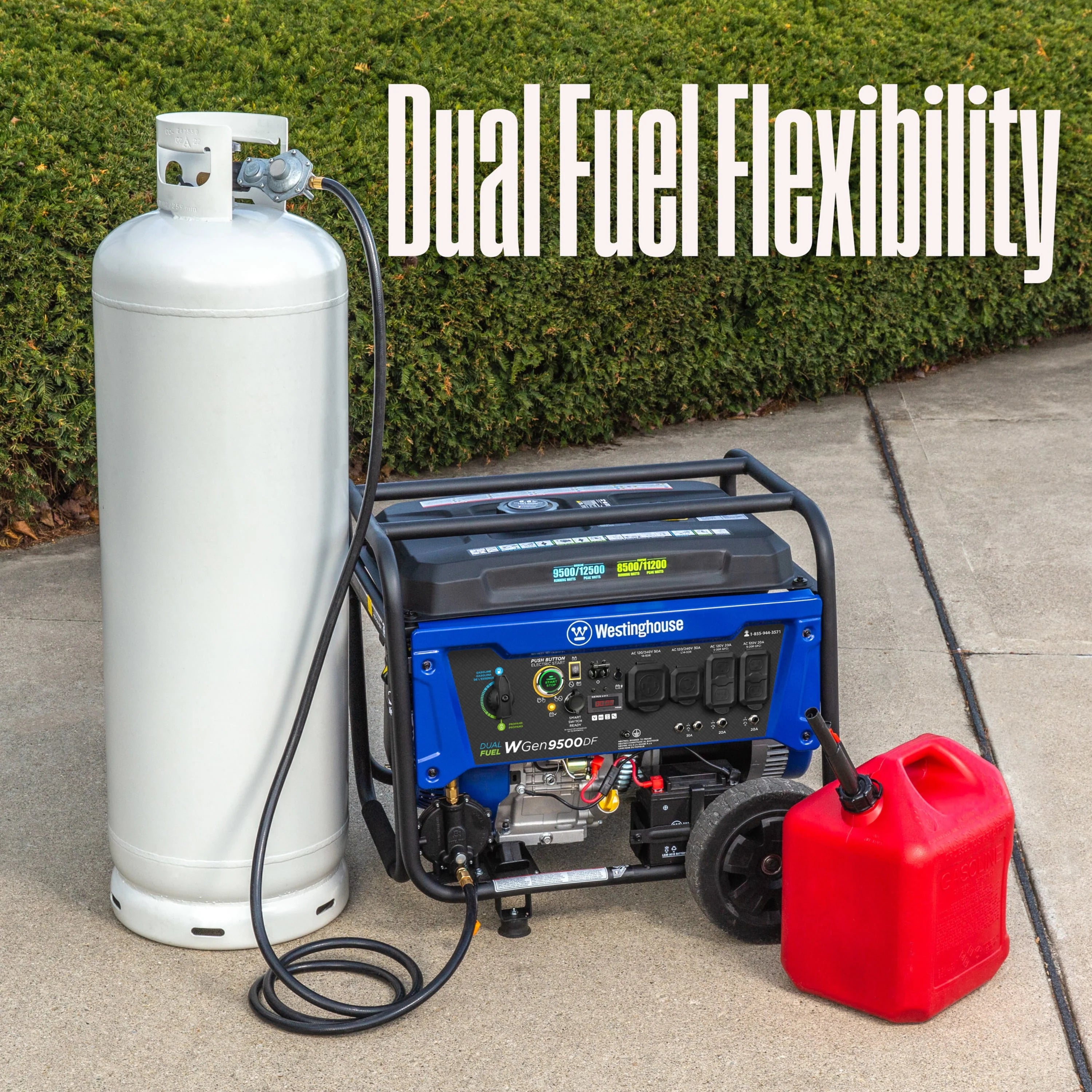 12,500 Peak Watt Dual Fuel Portable Generator with Electric Start F213